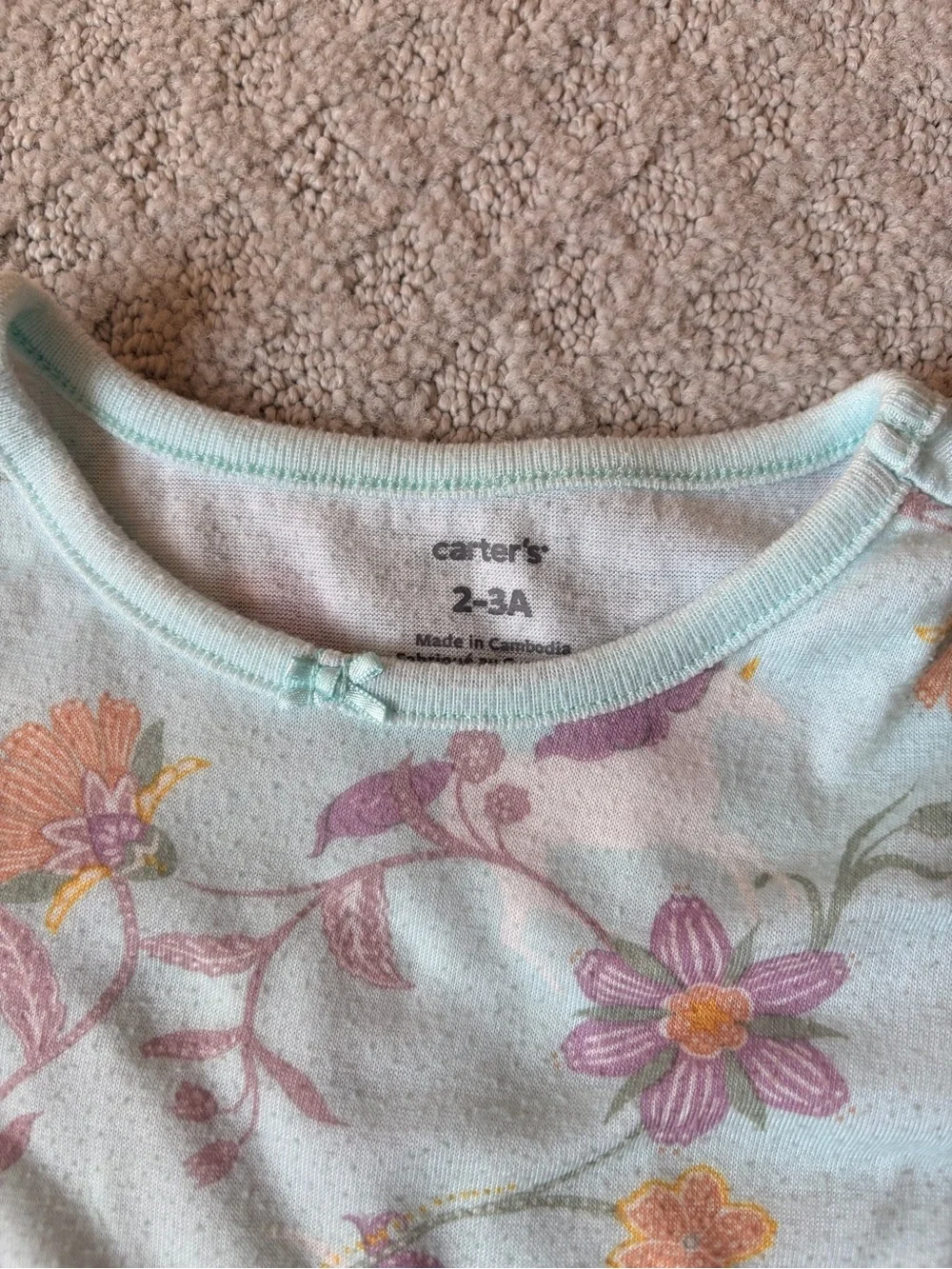 Carter's Light Mint Floral Long-Sleeve Nightgown with Pink and Orange Flowers